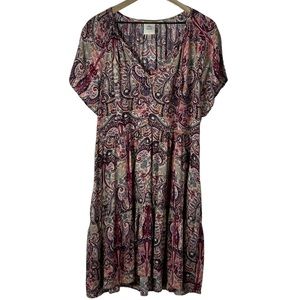 Knox Rose Rayon Boho Paisley Dress XL